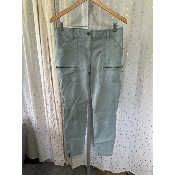 Ann Taylor LOFT Marisa Skinny Fit Utility Zip Pistachio Crop Denim Jeans Pants 8 - Picture 2 of 5